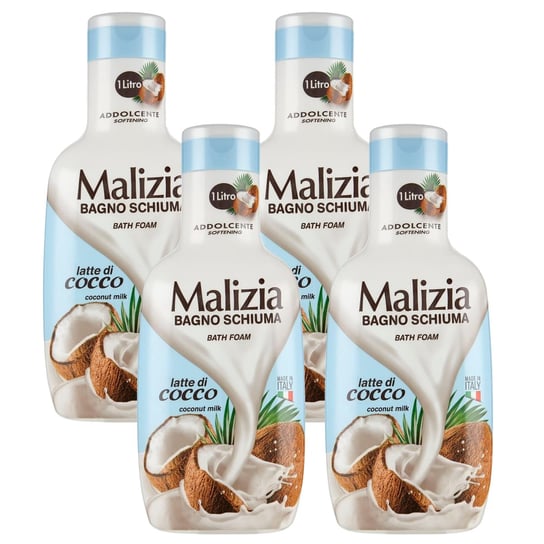Malizia, Płyn do kąpieli, Mleko kokosowe, 4x1l Malizia
