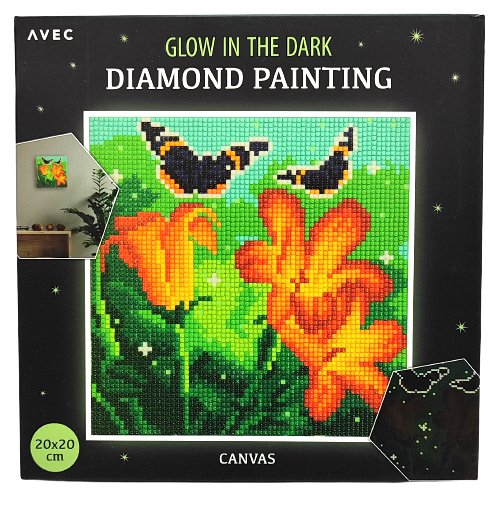Malowanie diamentami Motyle. Świecące w ciemności. Avec