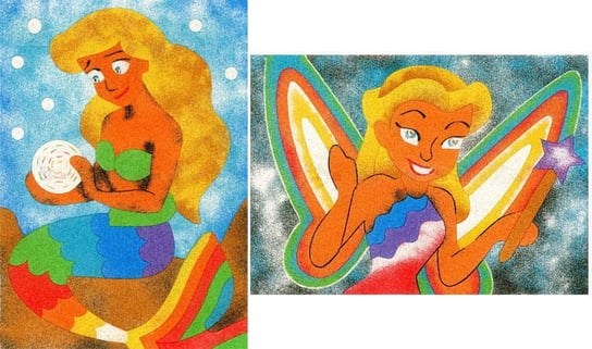 Malowanie Piaskiem Piaskowe Obrazki - 2 Kolorowanki Zabawki Kreatywne Dla Chłopców I Dziewczynek - 11 - Syrenka I Wróżka Piaskowe Obrazki