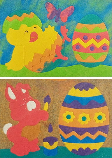 Malowanie Piaskiem Piaskowe Obrazki - 2 Kolorowanki  Zabawki Kreatywne Dla Chłopców I Dziewczynek - 12 - Wielkanoc Piaskowe Obrazki