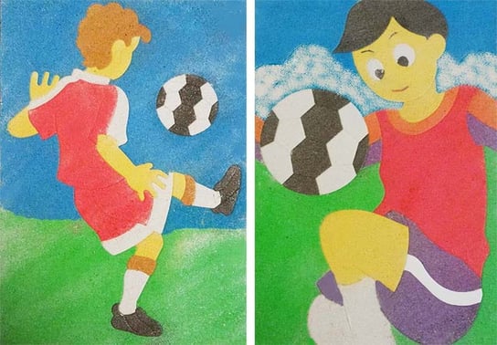 Malowanie Piaskiem Piaskowe Obrazki - 2 Kolorowanki  Zabawki Kreatywne Dla Chłopców I Dziewczynek - 14 - Piłkarz Piaskowe Obrazki