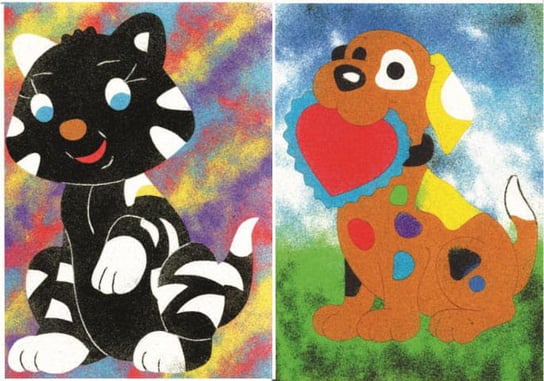 Malowanie Piaskiem Piaskowe Obrazki - 2 Kolorowanki Zabawki Kreatywne Dla Chłopców I Dziewczynek - 2 - Kot I Pies Piaskowe Obrazki