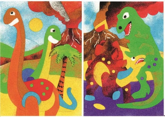 Malowanie Piaskiem Piaskowe Obrazki - 2 Kolorowanki Zabawki Kreatywne Dla Chłopców I Dziewczynek - 3 - Dinozaury Piaskowe Obrazki