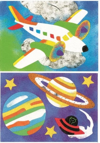 Malowanie Piaskiem Piaskowe Obrazki - 2 Kolorowanki Zabawki Kreatywne Dla Chłopców I Dziewczynek - 7 - Samolot I Planety Piaskowe Obrazki