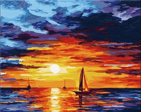 Malowanie po numerach, 30x40 cm - Zachód słońca na morzu hobby-maniak