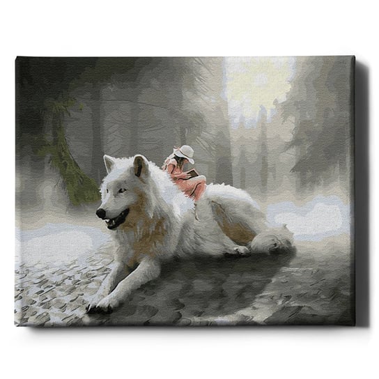 Malowanie po numerach, 40x50 cm - Dziewczynka i wilk w lesie | Oh Art! Varmacon