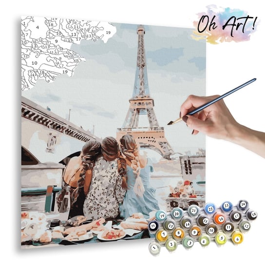 Malowanie po numerach, 40x50 cm - Dziewczynki w Paryżu / Oh-Art Oh Art!