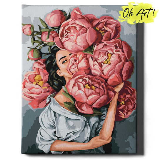 Malowanie Po Numerach 40x50 cm Kobieta w piwoniach – Obraz Do Malowania Po Numerach Kwiaty – Oh Art! Oh Art!