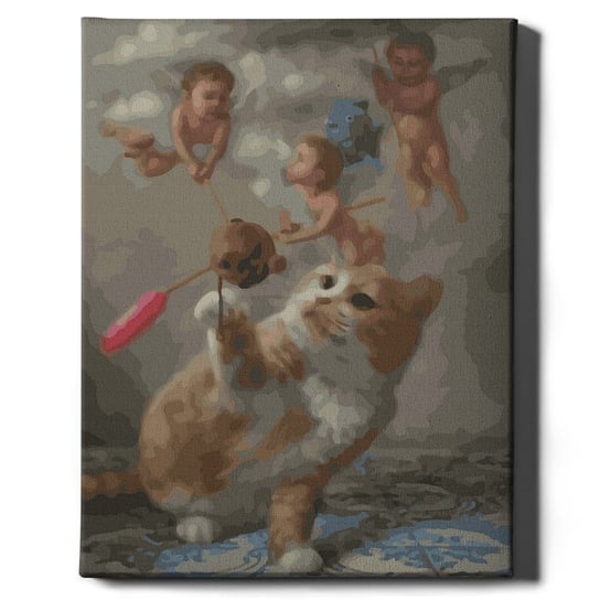Malowanie po numerach, 40x50 cm - Kot i anioły | Oh Art! Oh Art!