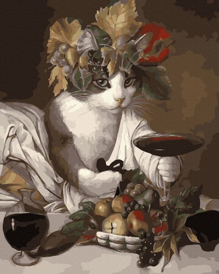 Malowanie po numerach, 40x50 cm - Kot z winem Varmacon