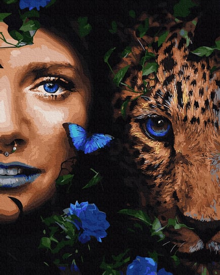 Malowanie po numerach, 40x50 cm - Leopard i kobieta Varmacon