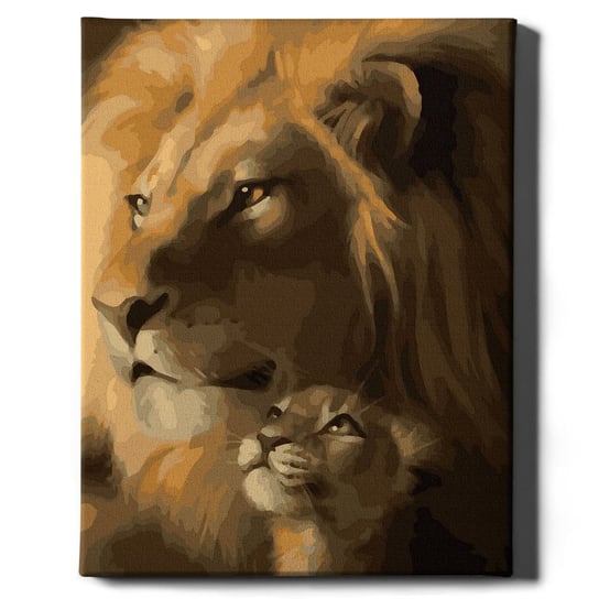Malowanie po numerach, 40x50 cm - Lew i lwiątko | Oh Art! Oh Art!