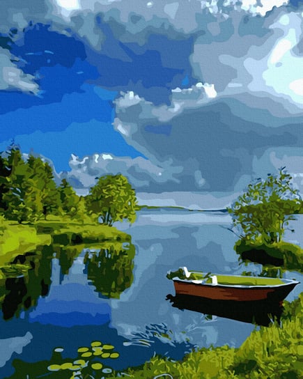 Malowanie po numerach, 40x50 cm - Łódka na jeziorze Varmacon
