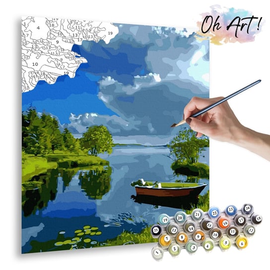 Malowanie po numerach, 40x50 cm - Łódka na jeziorze / Oh-Art Oh Art!