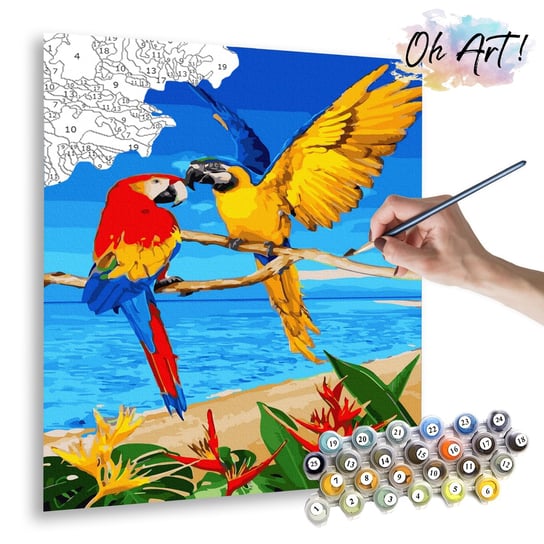 Malowanie Po Numerach, 40x50 Cm - Papugi Na Plaży / Oh-art Oh Art!