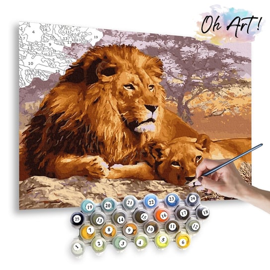 Malowanie po numerach, 40x50 cm - Rodzina lwów / Oh-Art Oh Art!