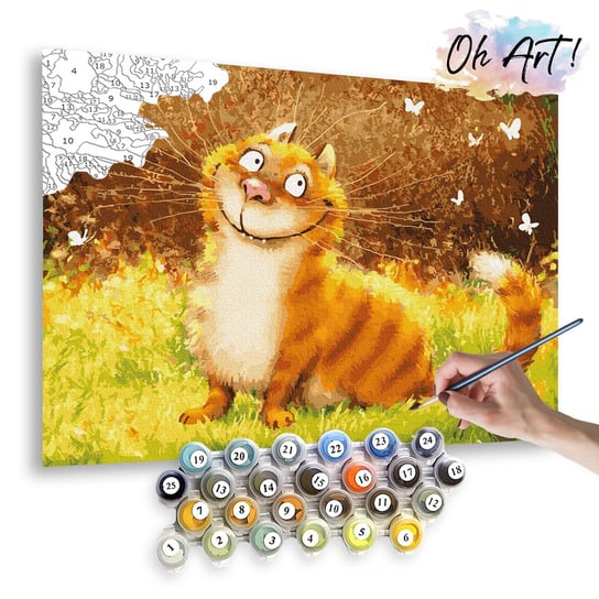Malowanie po numerach, 40x50 cm - Rudy kot / Oh-Art Oh Art!