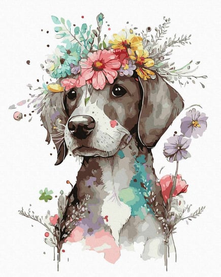Malowanie Po Numerach 40X50 Pies w kwiatach Twoje Hobby