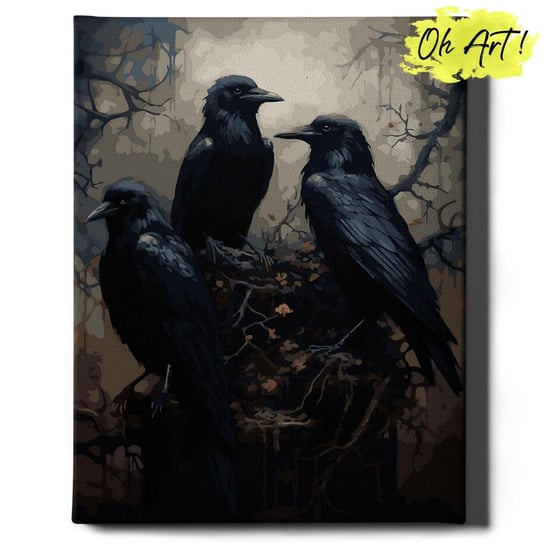 Malowanie Po Numerach 40x50cm Czarne wrony – Kreatywne Obrazy do Malowania po numerach z Rama Gotyk – Oh Art! Oh Art!