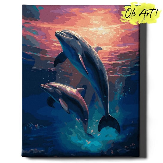Malowanie Po Numerach 40x50cm Delfiny – Kreatywne Obrazy do Malowania po numerach z Rama Zwierzęta – Oh Art! Oh Art!
