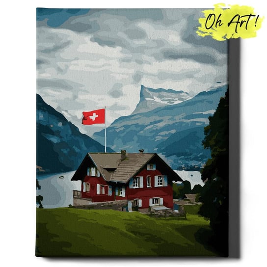 Malowanie Po Numerach 40x50cm Dom w Szwajcarii – Obraz do Malowania po numerach Krajobraz – Oh Art! Oh Art!