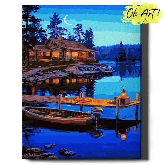 Malowanie Po Numerach 40x50cm Domek nad jeziorem – Obraz do Malowania po numerach Pejzaż – Oh Art! Oh Art!