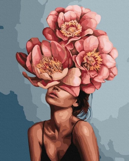 Malowanie po numerach 40x50cm Dziewczyna w kwitnących piwoniach Twoje Hobby
