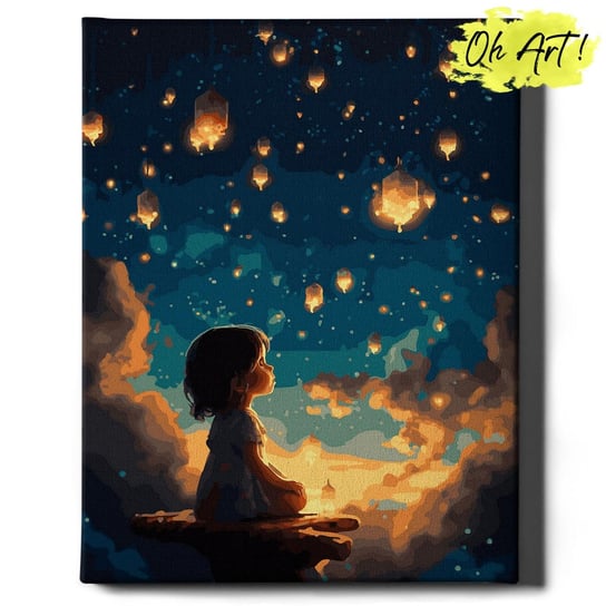 Malowanie Po Numerach 40x50cm Dziewczynka i gwiazdy  – Obraz do Malowania po numerach Dla Dzieci  – Oh Art! Oh Art!