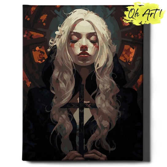 Malowanie Po Numerach 40x50cm Dziewczynka i krzyż – Kreatywne Obrazy do Malowania po numerach z Rama Gotyk – Oh Art! Oh Art!