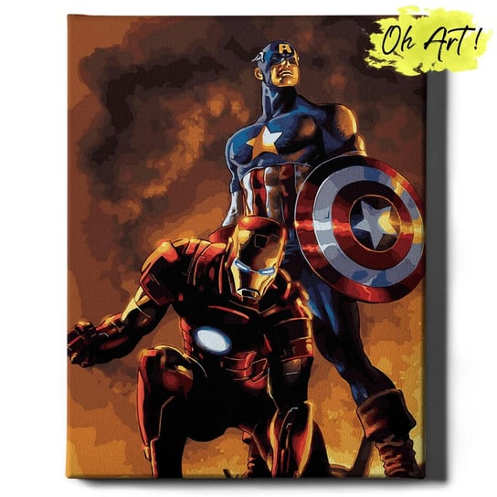Malowanie Po Numerach 40x50cm Iron Man i Kapitan Ameryka – Kreatywne Obrazy do Malowania po numerach z Rama Filmy – Oh Art! Oh Art!
