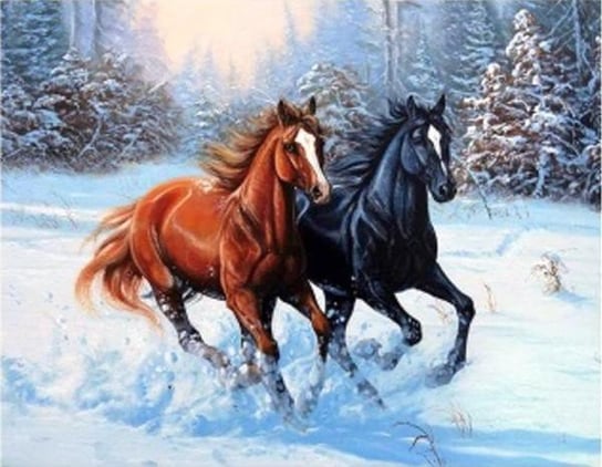 Malowanie po numerach 40x50cm Konie galopujące w śniegu 1008589 Norimpex