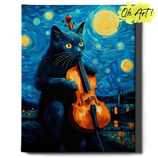 Malowanie Po Numerach 40x50cm Kot i skrzypce – Kreatywne Obrazy do Malowania po numerach z Rama Kot i skrzypce – Oh Art! Oh Art!