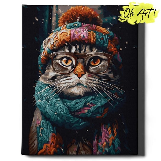 Malowanie Po Numerach 40X50Cm Kot W Czapce – Kreatywny Obraz Do Malowania Po Numerach Zwierzęta  – Oh Art! Oh Art!