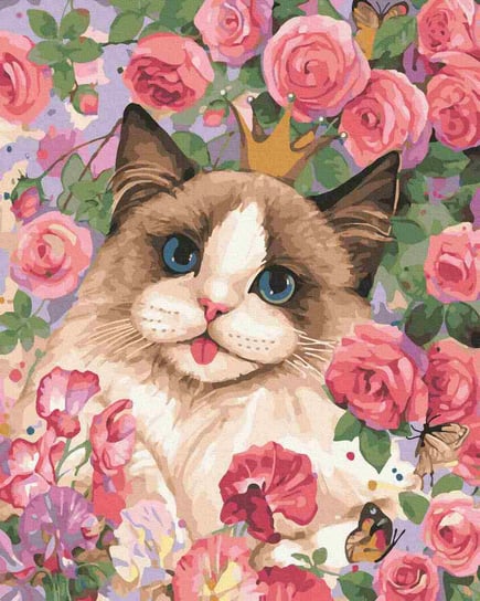 Malowanie Po Numerach 40X50cm Kot W Różach Twoje Hobby