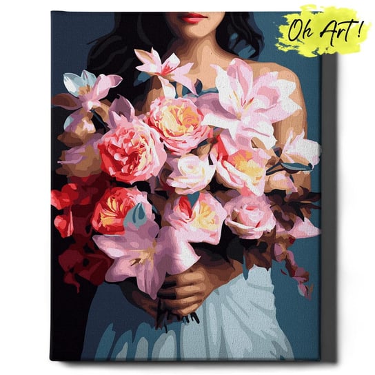 Malowanie Po Numerach 40x50cm Kwiaty – Kreatywne Obrazy do Malowania po numerach z Rama Różowy bukiet – Oh Art! Oh Art!