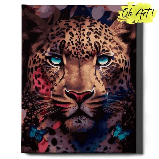Malowanie Po Numerach 40X50Cm Lampart I Motyle – Kreatywny Obraz Do Malowania Po Numerach Zwierzęta  – Oh Art! Oh Art!