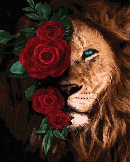 Malowanie Po Numerach 40X50cm Lew Z Różami Twoje Hobby