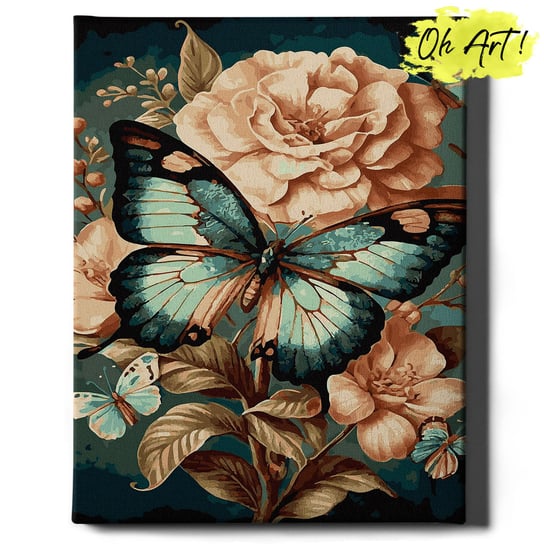 Malowanie Po Numerach 40x50cm Motyl na kwiatu - Obraz do Malowania po numerach z Rama - Oh Art! Oh Art!