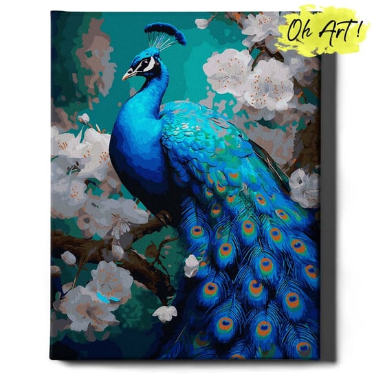 Malowanie Po Numerach 40x50cm Niebieski paw – Obraz do Malowania po numerach Zwierzęta  – Oh Art! Oh Art!