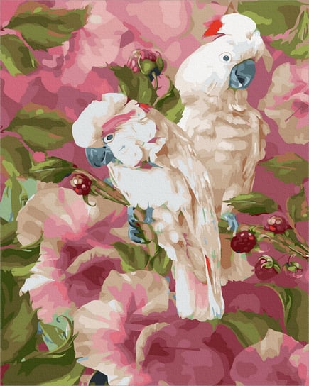 Malowanie po numerach 40x50cm Papugi na kwitnącej gałęzi / Twoje Hobby Twoje Hobby