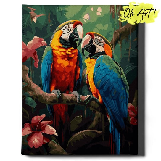 Malowanie Po Numerach 40x50cm Papugi w tropikach – Kreatywne Obrazy do Malowania po numerach z Rama Zwierzęta – Oh Art! Oh Art!