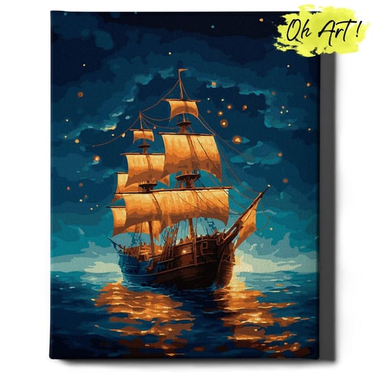 Malowanie Po Numerach 40X50Cm Pejzaż – Obraz Do Malowania Po Numerach Z Rama Statek W Nocy – Oh Art! Oh Art!