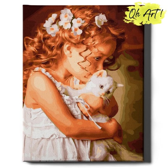 Malowanie Po Numerach 40x50cm Przyjaźń z kotkiem – Obraz do Malowania po numerach dzieci  – Oh Art! Oh Art!