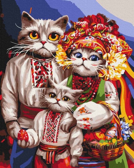 Malowanie po numerach 40x50cm Rodzina kotów huculskich Twoje Hobby