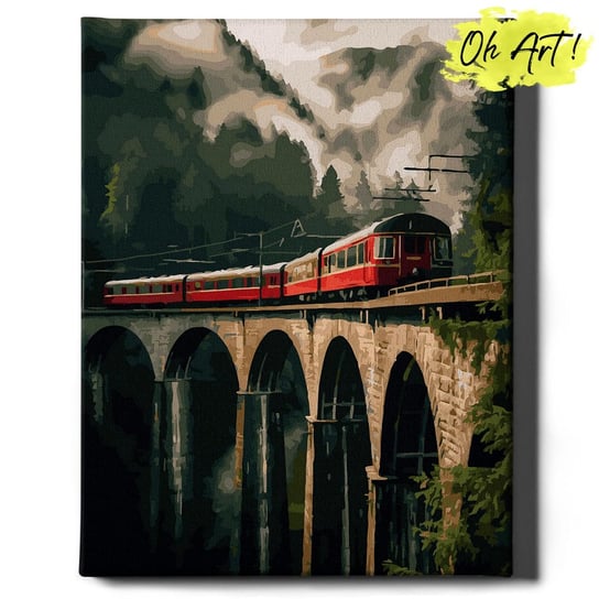 Malowanie Po Numerach 40x50cm Szwajcarski pociąg – Kreatywne Obrazy do Malowania po numerach z Rama Pejzaż – Oh Art! Oh Art!