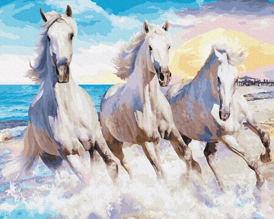 Malowanie Po Numerach 40X50cm Trójca Białych Koni Twoje Hobby