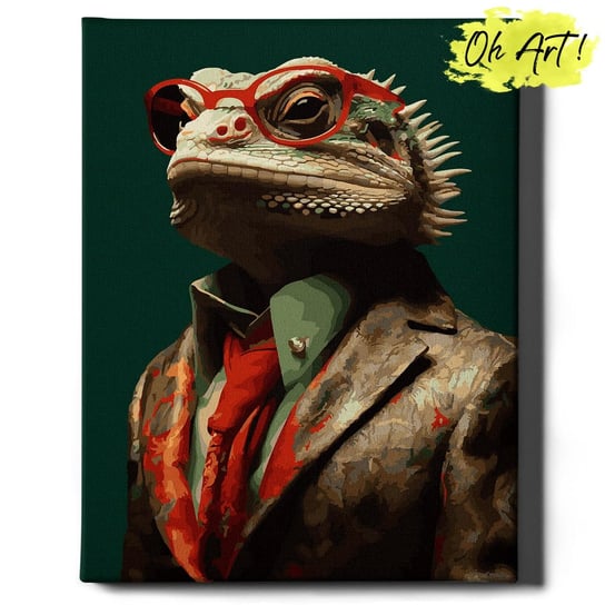Malowanie Po Numerach 40x50cm Zwierzęta – Kreatywne Obrazy do Malowania po numerach z Rama Kameleon w garniturze – Oh Art! Oh Art!