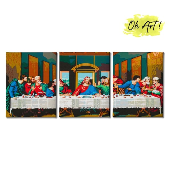 Malowanie Po Numerach 50x120cm TRYPTYK (3 części 40x50) Wieczerza Jezusa – Obraz do Malowania po numerach Religia – Oh Art! Oh Art!