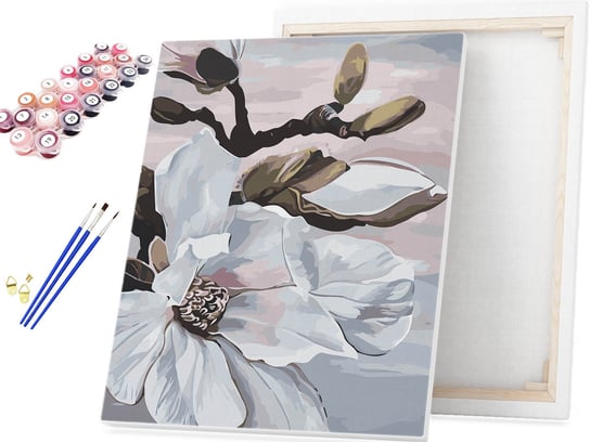 Malowanie po Numerach Drzewo Biały Kwiat Magnolii / beliart beliart