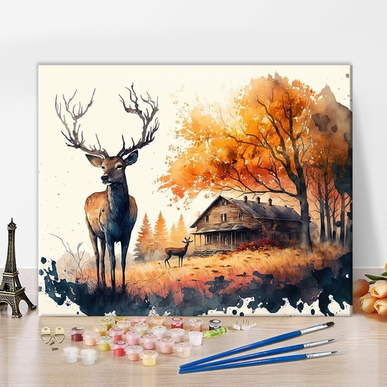 Diy Obraz Malowanie po Numerach Farbami Płótno DIY Obraz Rękodzieło Jeleń 40x50 ...